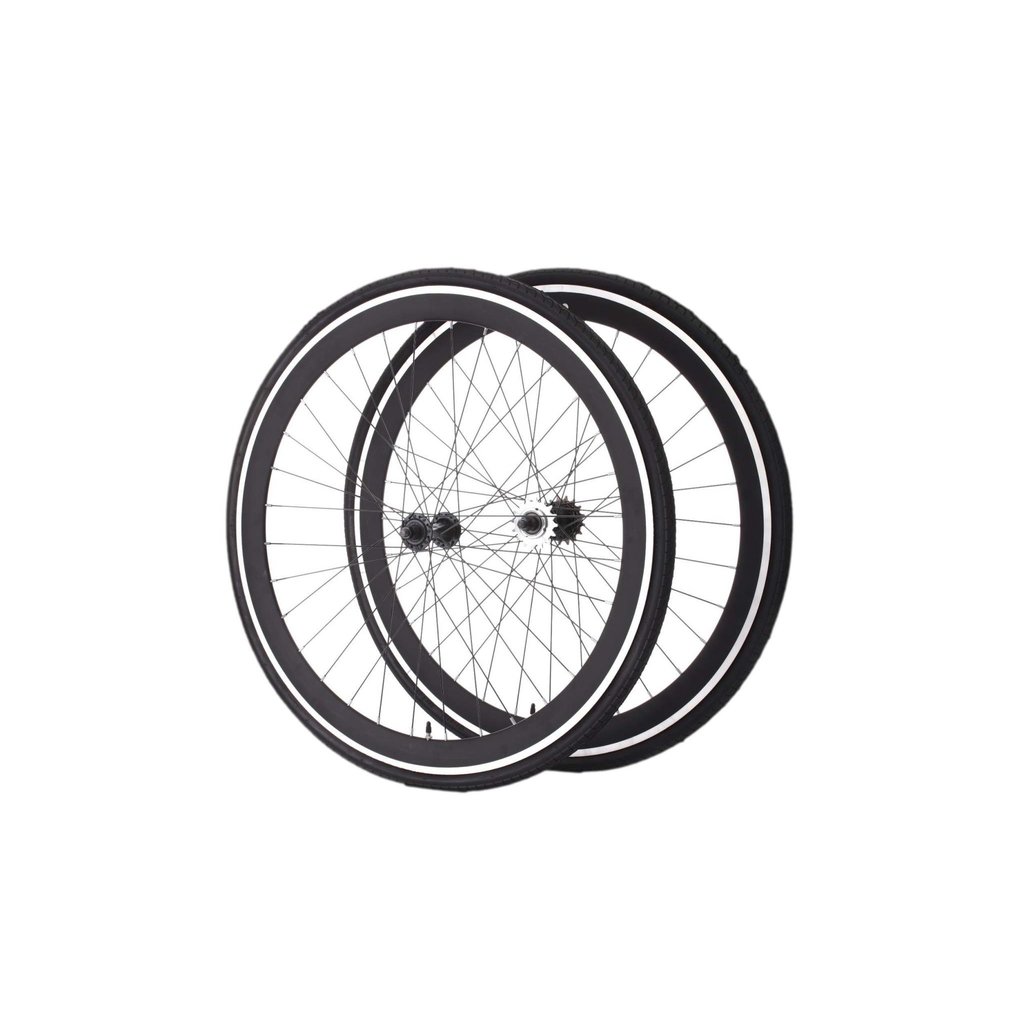 Moose - Wheelset 700 fixed black, tires and cog include