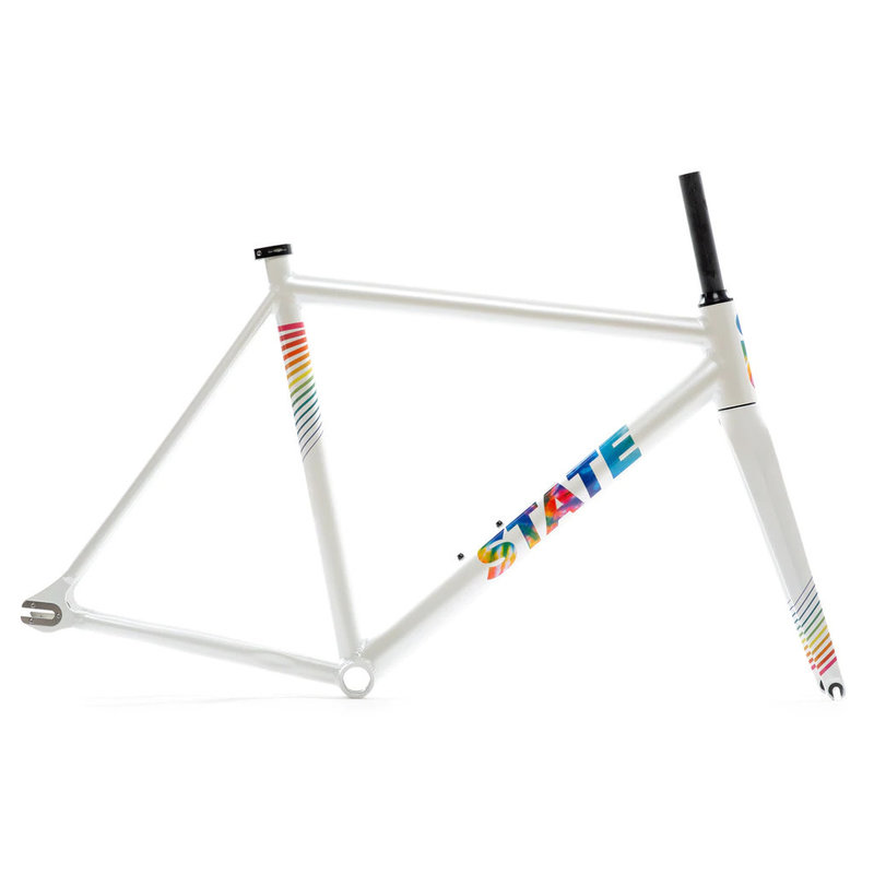 State Bicycle Co. Undefeated cadre et fourche une vitesse Blanc perle Tye-Dye