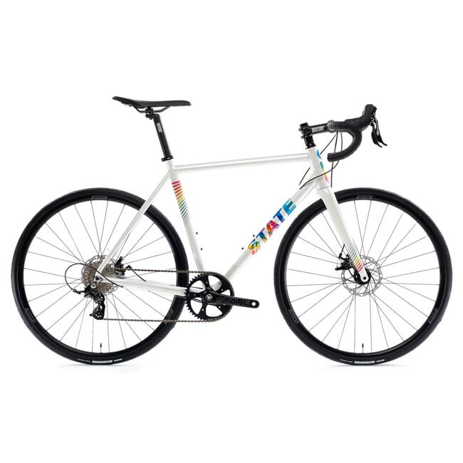 State Bicycle Co. State Bicycle, 7005 Undefeated (Disc Brake), White/Tie-Dye, Aluminium Road Bike
