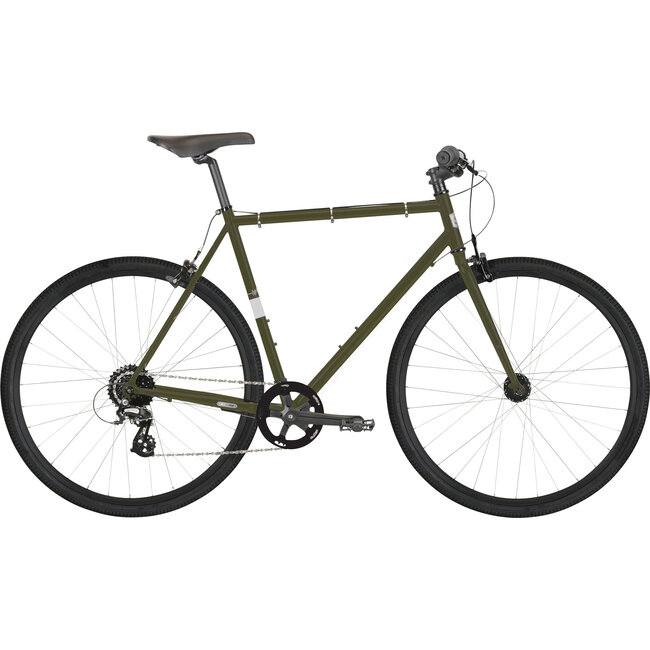 Del Sol Projekt 8 8 speed Matte Olive Green Hybrid Bike