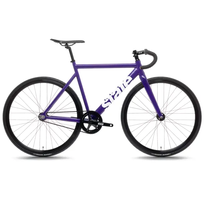 State Bicycle Co. 6061 Black Label v3, Fixed Gear Track Bike, Drop Bars, Purple / White