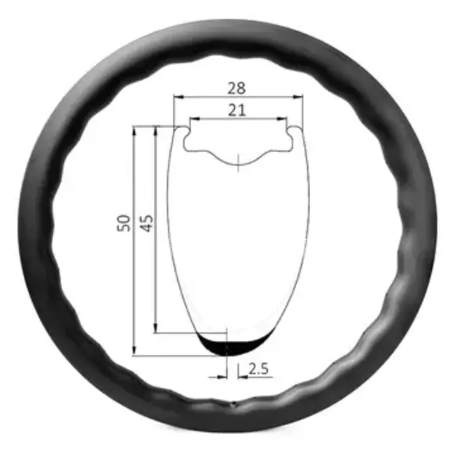 Carbonal paire de roue / 50mm waved carbon / centerlock / hub DT-Swiss 350 / 24 rayons / Shimano  HG