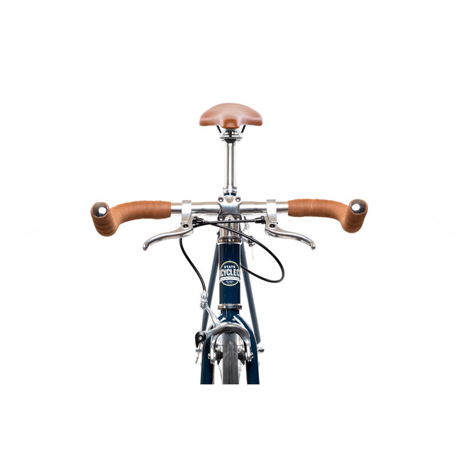 State Bicycle Co. Core Line, Pignon Fixe / Monovitesse, Acier, Guidon en Corne de Boeuf, Bleu Rigby