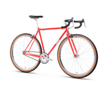 4130 Fixed Gear / Single Speed Bike, Drop Bars, Tropical Red
