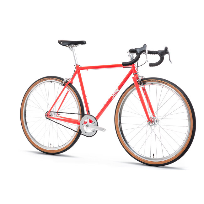 State Bicycle Co. 4130 Fixed Gear / Single Speed Bike, Drop Bars, Tropical Red