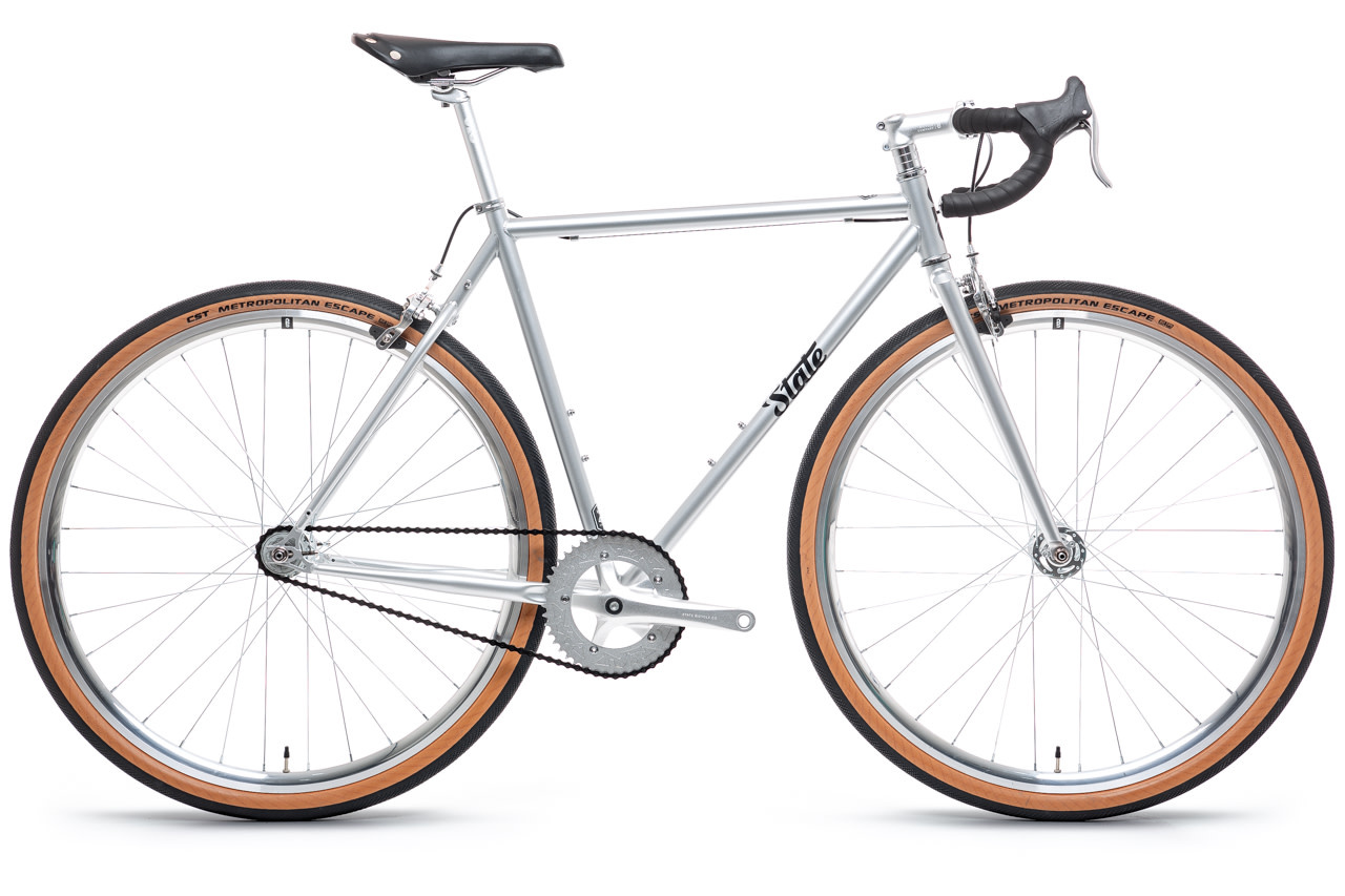 State Bicycle, 4130 Fixed Gear Bike, Drop Bars, Satin Silver