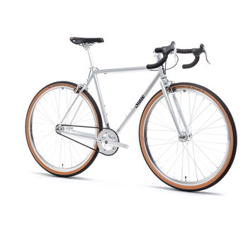 4130 Fixed Gear / Single Speed Bike, Drop Bars, Satin Silver