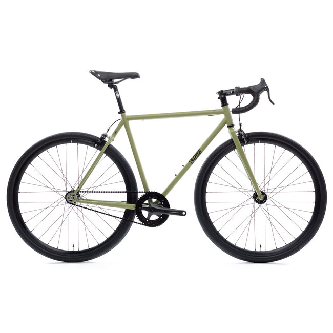 State Bicycle Co. 4130 Vélo à Pignon Fixe / Monovitesse, Guidon de Route, Matte Olive