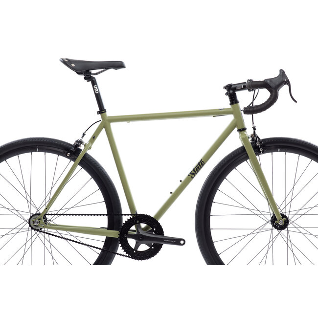 State Bicycle Co. 4130 Fixed Gear / Single Speed Bike, Drop Bars, Matte Olive