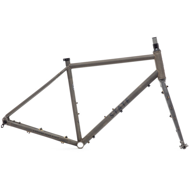 State Bicycle Co. Ensemble Cadre & Fourche de vélo de gravelle, 4130 All-Road, UDH, Phosphate Brut (Acier Nu)