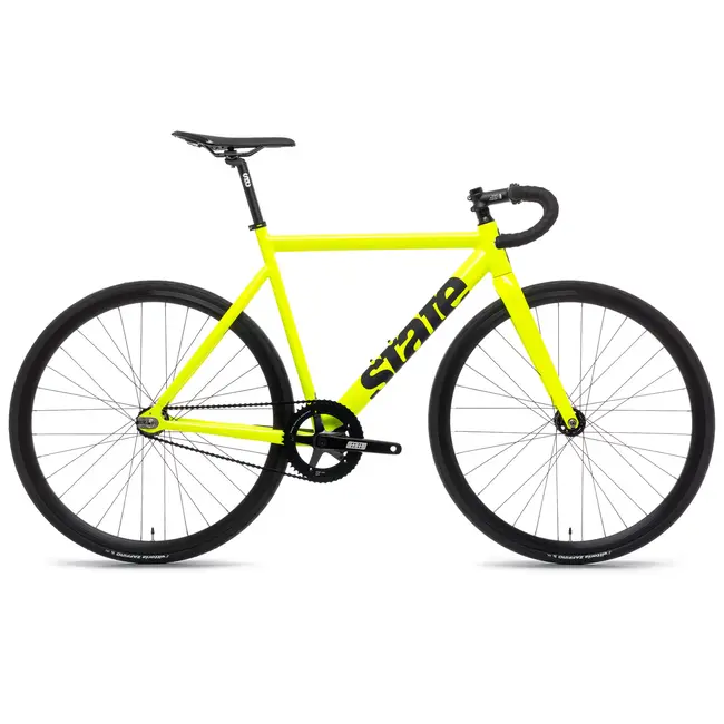 State Bicycle Co. 6061 Black Label v3, Vélo de piste à pignon fixe, Guidon de route, Jaune Volt / Noir