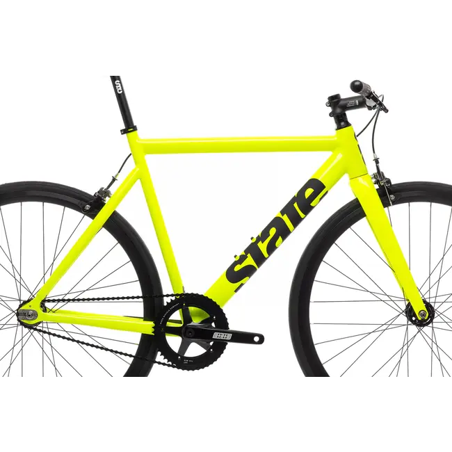State Bicycle Co. 6061 Black Label v3, Vélo de piste à pignon fixe, Guidon de route, Jaune Volt / Noir