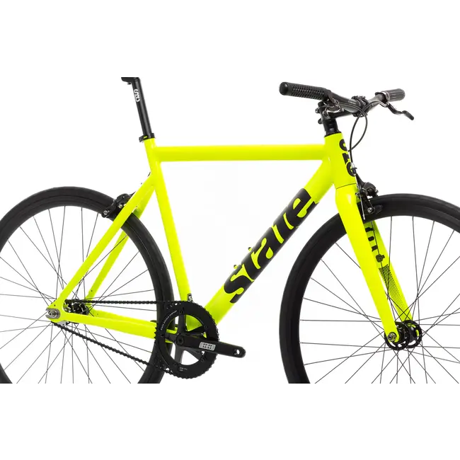 State Bicycle Co. 6061 Black Label v3, Vélo de piste à pignon fixe, Guidon de route, Jaune Volt / Noir