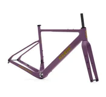 Cadre de vélo avec fourche, Vélo de Gravel, Carbon All-Road v2, Merlot Grisé (Mauve)