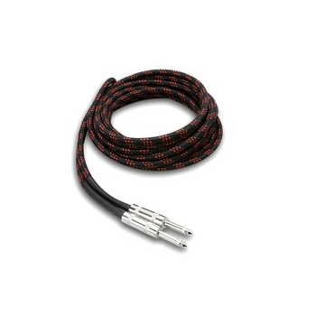 Hosa Guitar Cable, Cloth, Black/Red, 18ft