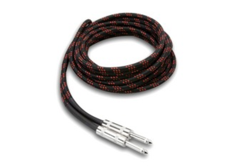 Hosa Guitar Cable, Cloth, Black/Red, 18ft