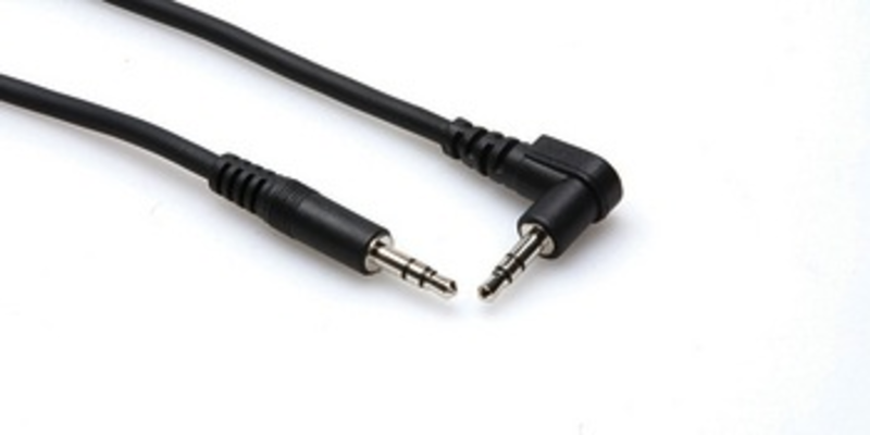 Hosa Cable, 3.5mm Stereo to Right-Angle 3.5mm Stereo, 5ft