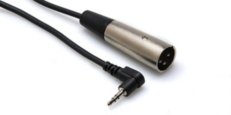 Hosa Microphone Cable, XLR Male to Right-Angle 3.5mm, Stereo, 1ft