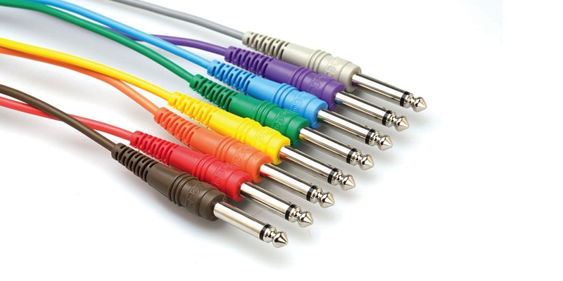 Hosa Hosa Patch Cables, 1/4”, Mono (Unbalanced), Multicolor, 12”, 8pk