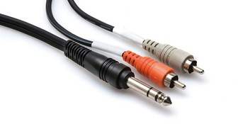 Hosa Cable, 1/4" Stereo to Dual RCA, 6ft