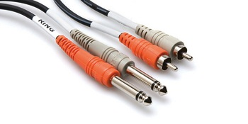Hosa Cable, Dual 1/4" Mono to Dual RCA, 10ft