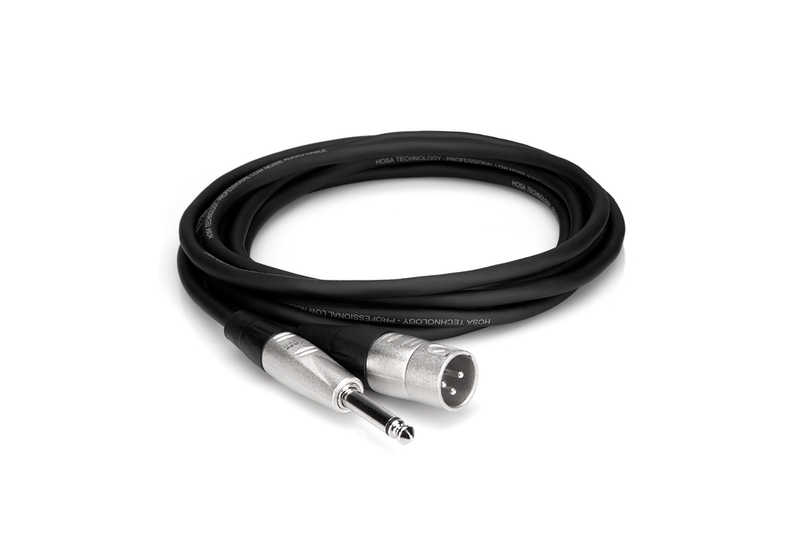 Hosa Pro Microphone Cable, XLR Male to 1/4”, Unbalanced, 10ft