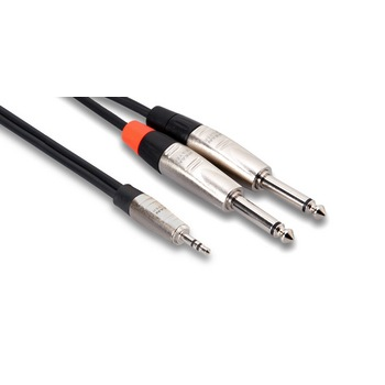 Hosa Pro Cable, 3.5mm Stereo to Dual 1/4" Mono, 10ft