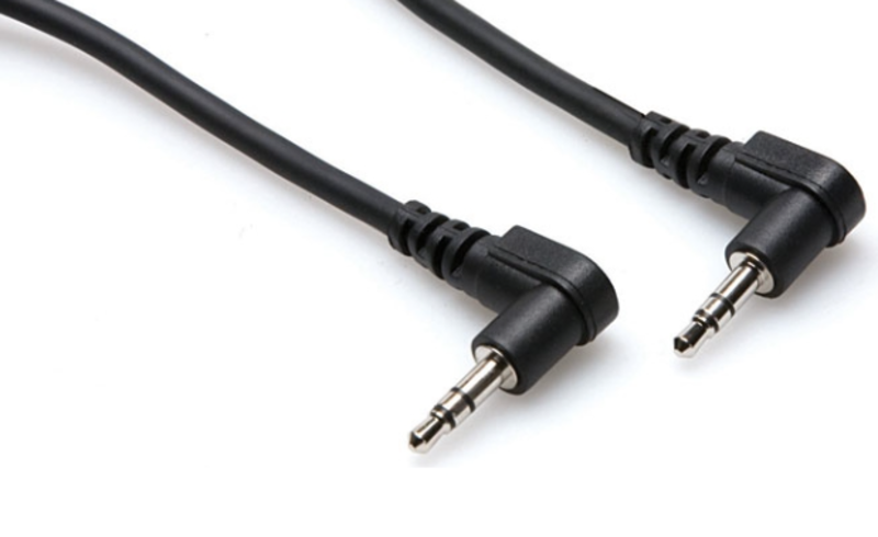 Hosa Cable, Right-Angle 3.5mm Stereo to Same, 8”