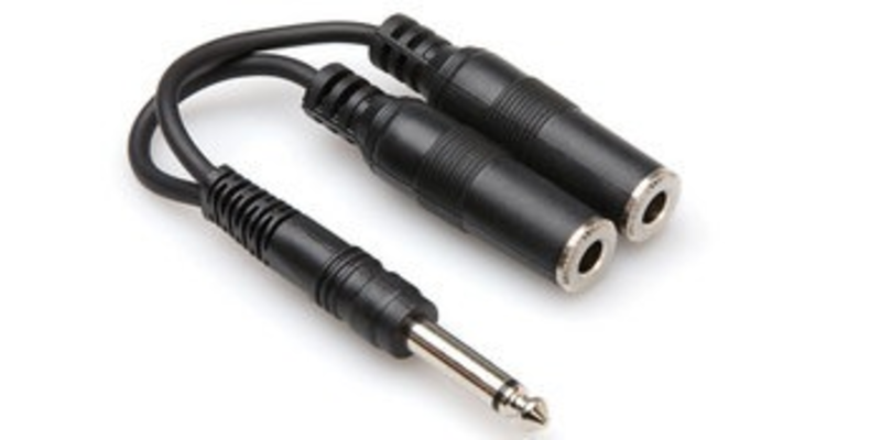 Hosa Y-Cable, 1/4" Mono Male to Dual 1/4" Mono Female