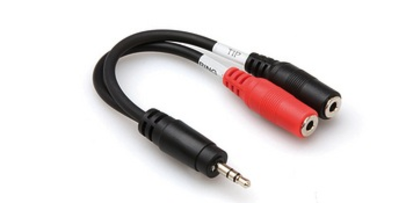bruger basketball hånd Hosa Hosa Y-Cable, 3.5mm Stereo Male to Dual 3.5mm Mono Female - Control  Voltage