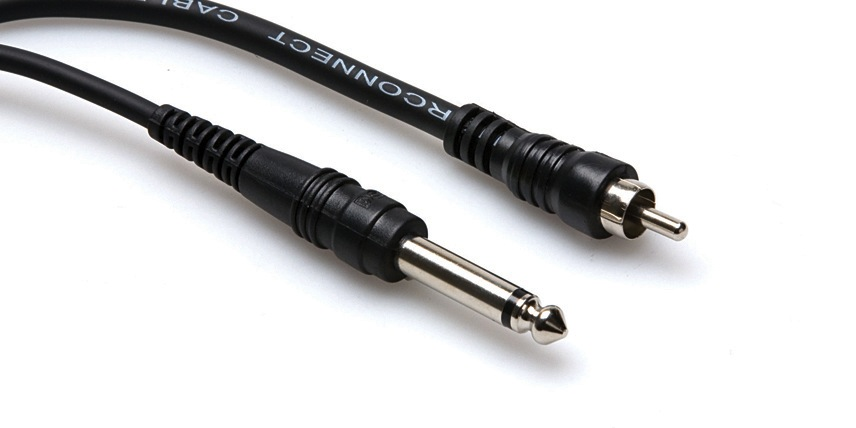 Hosa Cable, 1/4" Mono Male to RCA, 5ft
