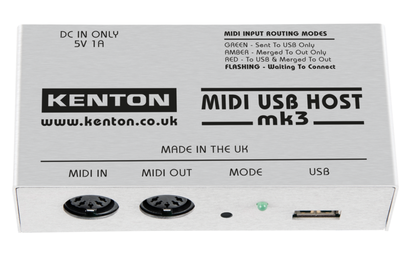 MIDI USB Host Interface for USB keyboard and legacy MIDI DIN device