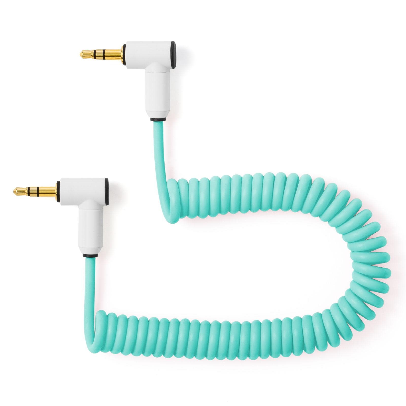 MyVolts Candycords 3.5mm Right-Angle to Same, Stereo Curly Cable, Green