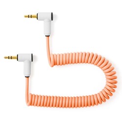 MyVolts Candycords 3.5mm Right-Angle to Same, Stereo Curly Cable, Peach