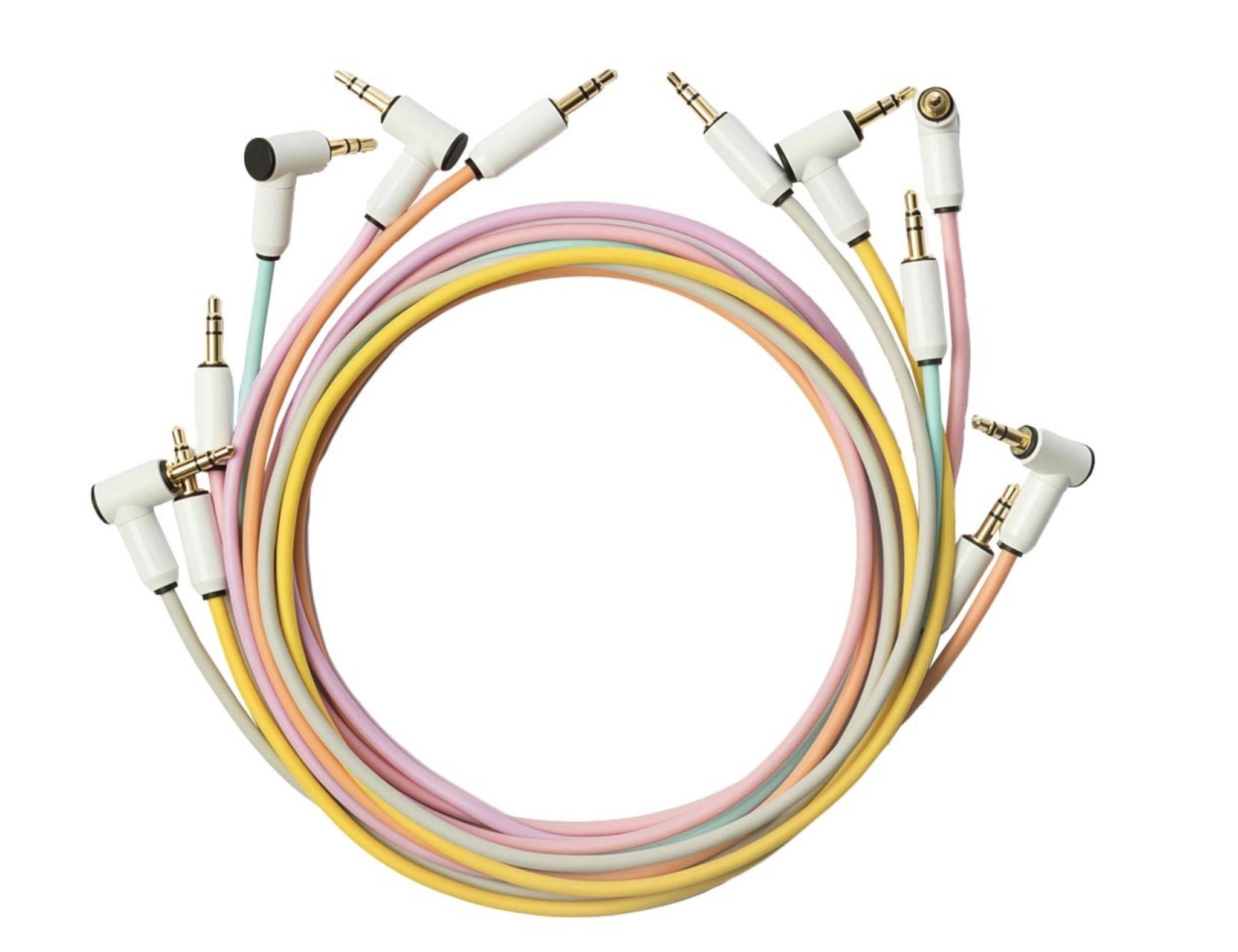 MyVolts Candycords 3.5mm Straight to Right-Angle Stereo Audio Cable, 70cm 6pk