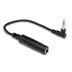 Hosa Adapter 1/4" Stereo to Right-Angle 3.5mm TRS, 6"