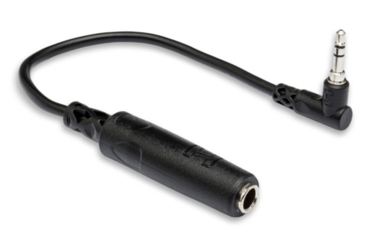 Hosa Adapter 1/4" Stereo to Right-Angle 3.5mm TRS, 6"