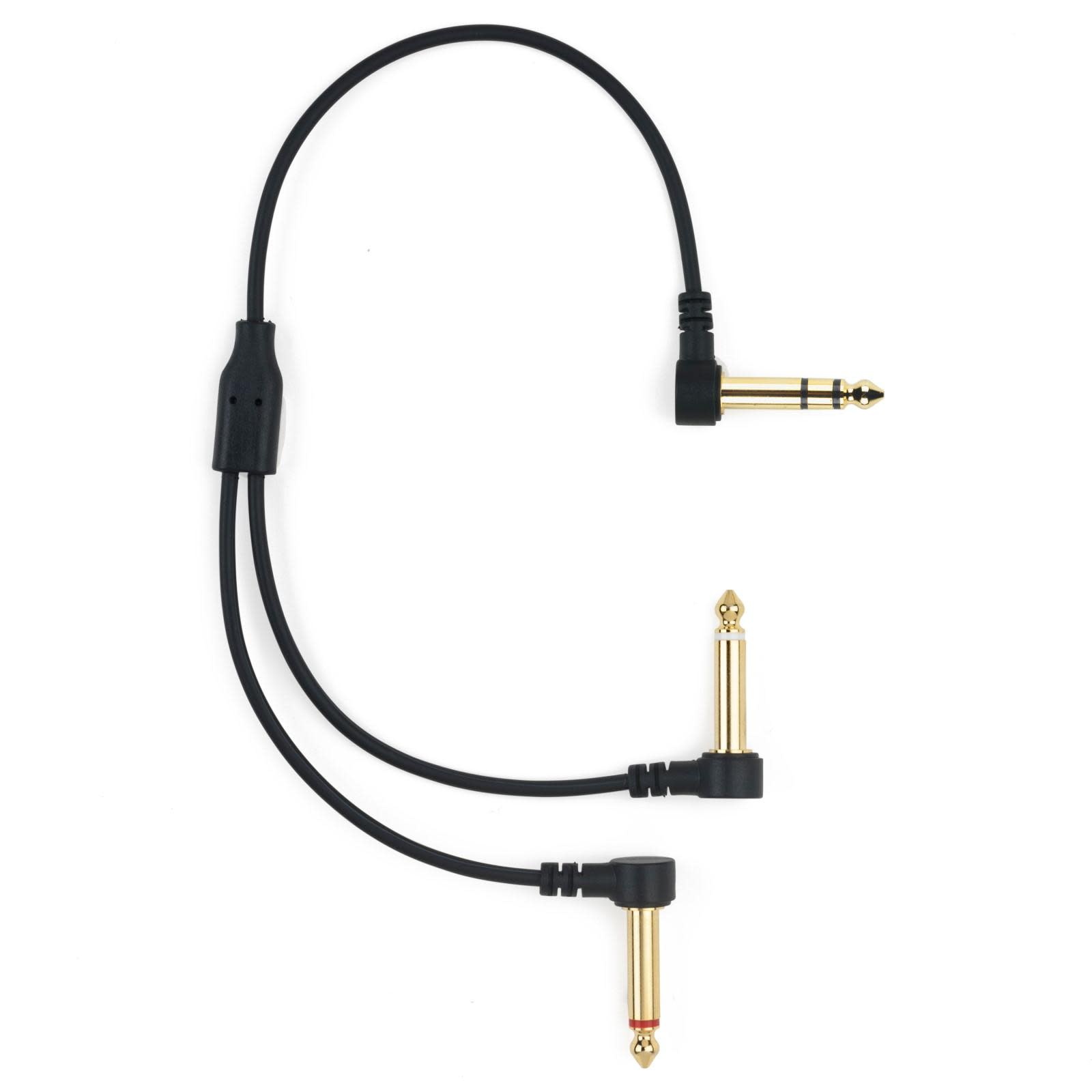 MyVolts Candycords Pedal Splitter 1/4" Right-Angle Stereo to Dual Mono, 25cm, Black