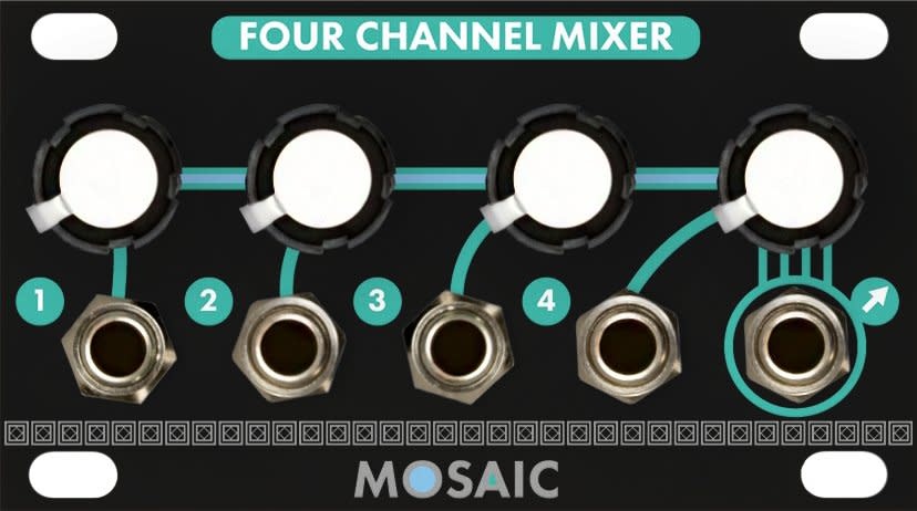 Mosaic 1U 1U Four Channel Mixer, Black, USED