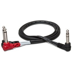 Hosa Cable, Right-Angle 1/4" Stereo to Right-Angle Dual 1/4" Mono, 10ft