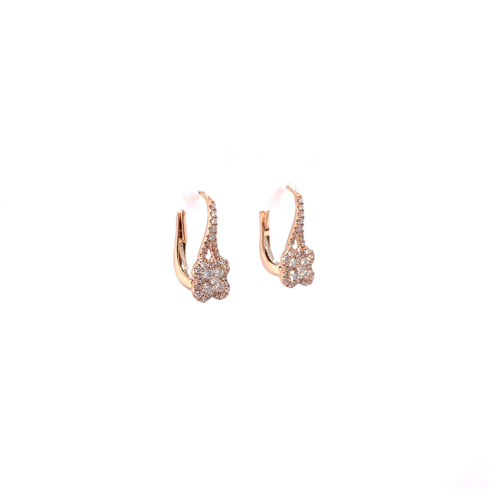 Rose Gold Diamond Leverback Earrings