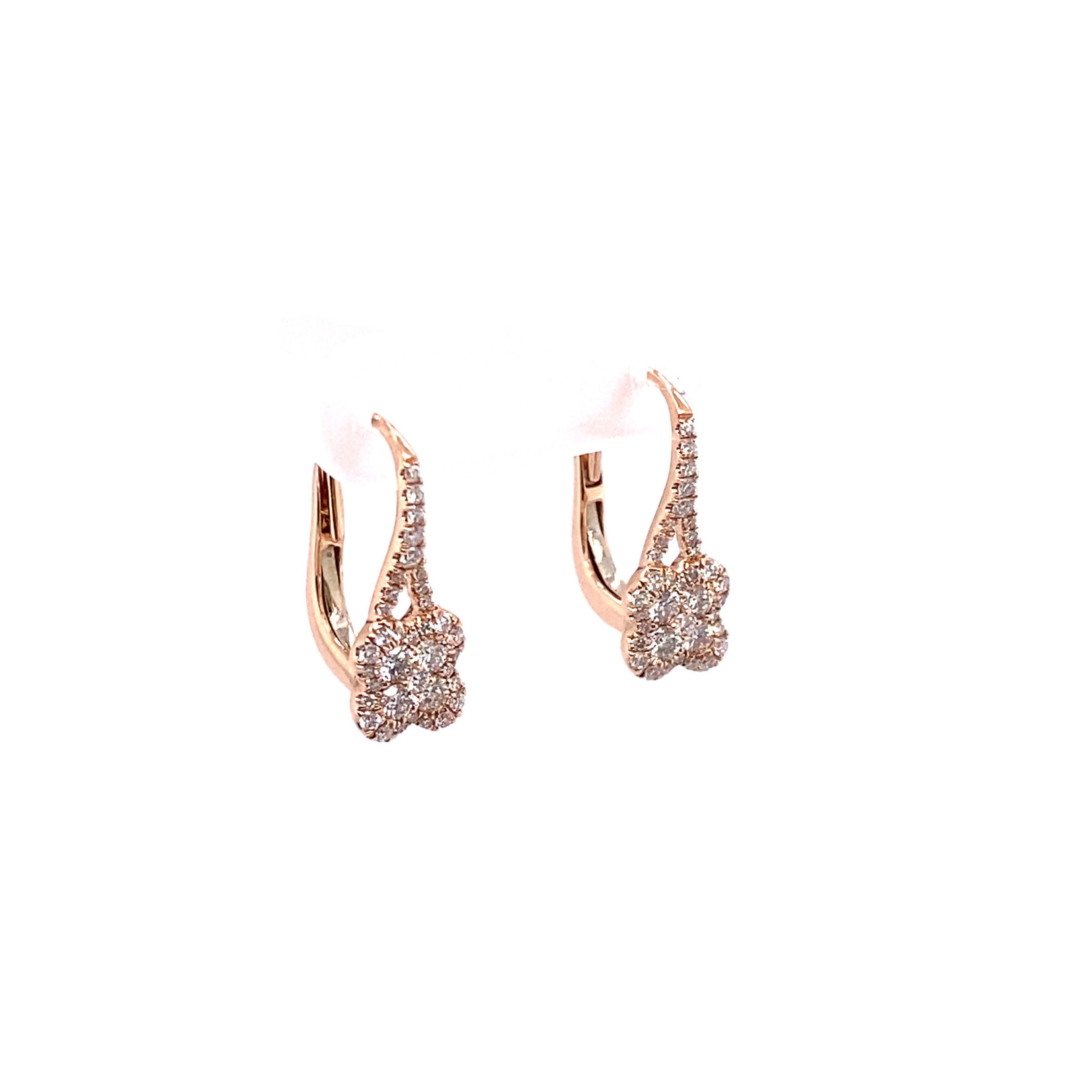 Rose Gold Diamond Leverback Earrings