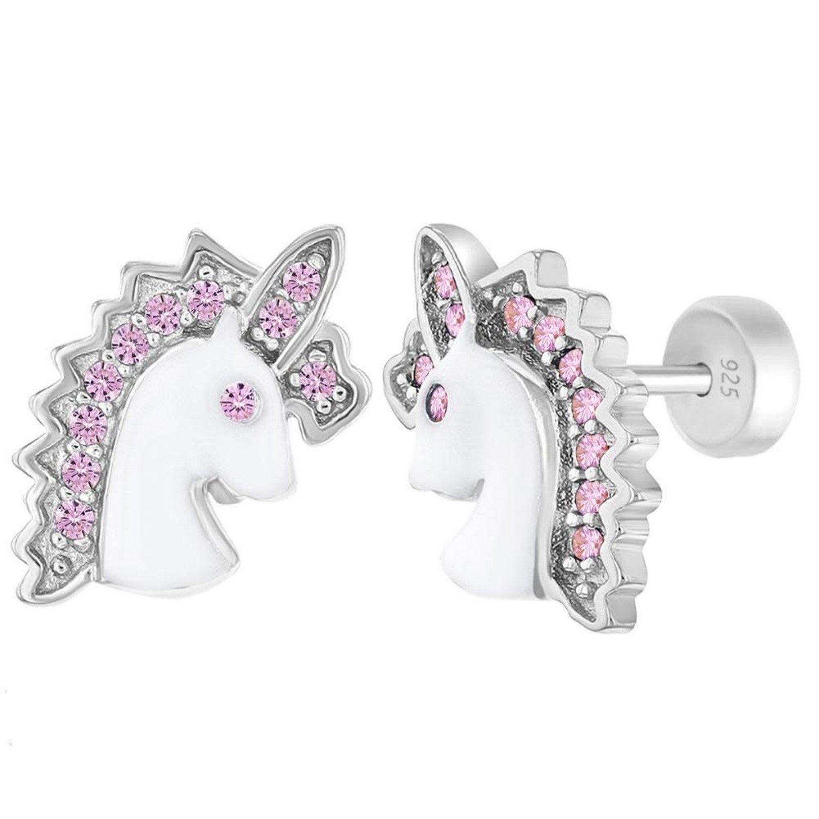 In Season Jewelry Baby Silver and CZ Unicorn Earrings