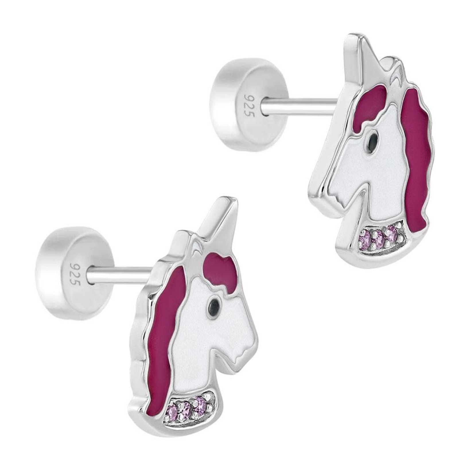 Sterling Silver Glitter Unicorn Stud Earrings | Claire's US