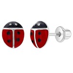 In Season Jewelry Sterling Silver Enamel Ladybug Screw Back Earrings