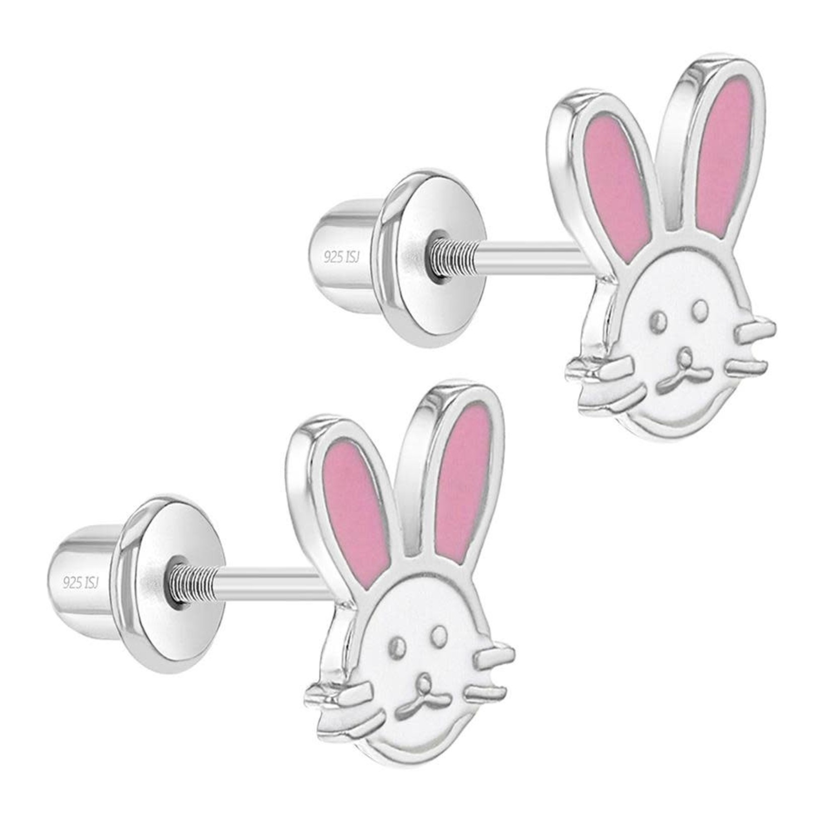 In Season Jewelry Pink & White Enamel Bunny Face Stud Earrings