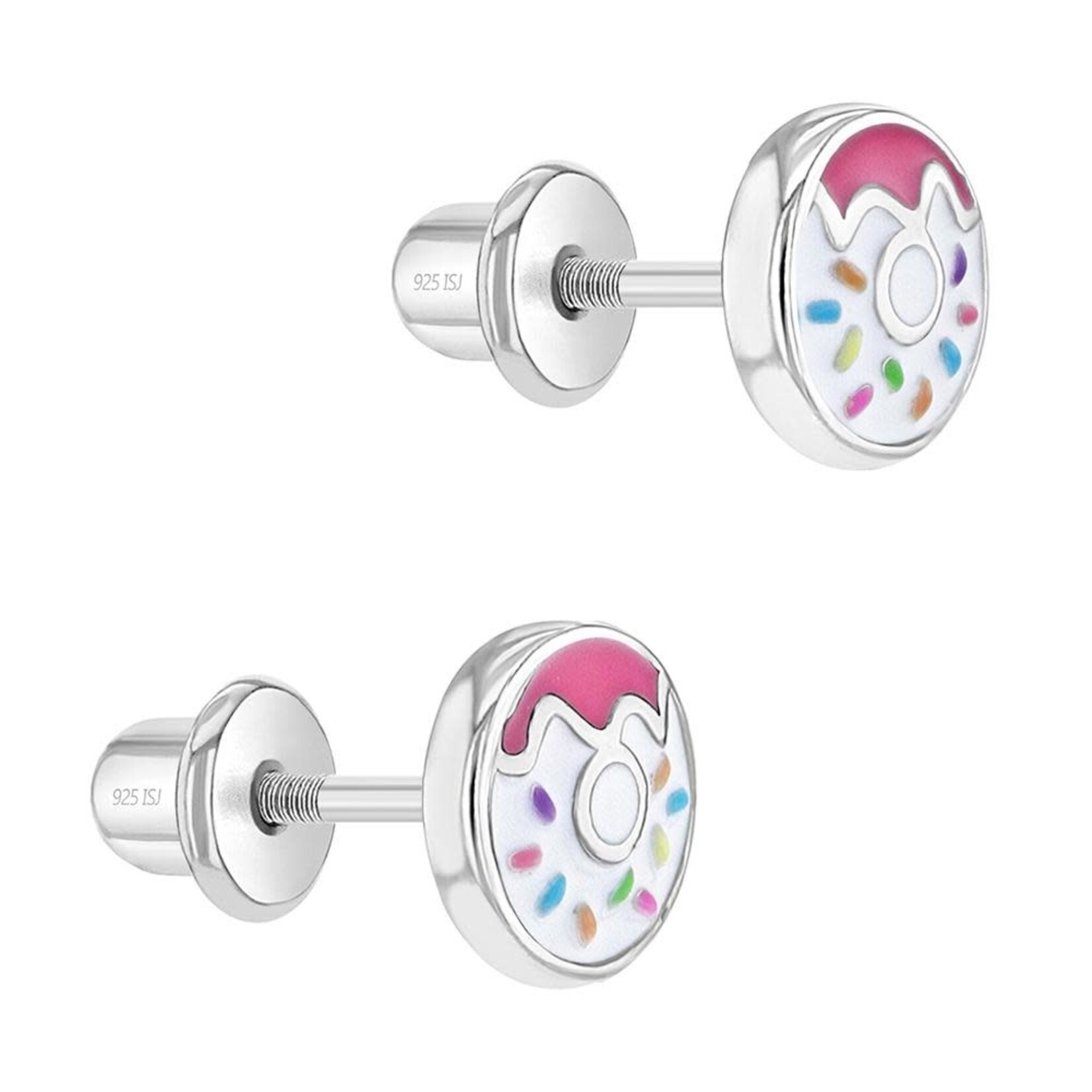 In Season Jewelry Multi-color Enamel Donut & Sprinkles Screw Back Earrings