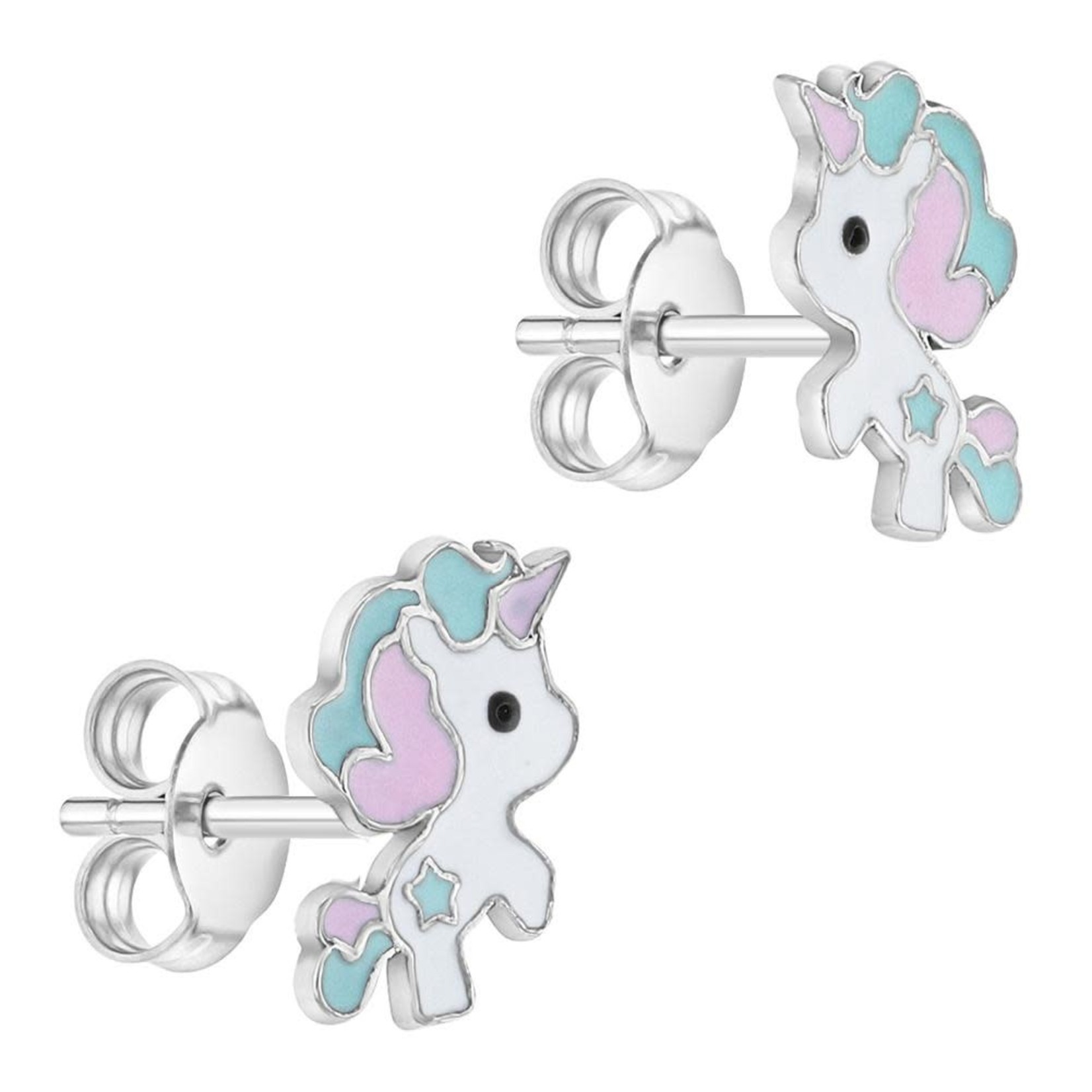 In Season Jewelry Silver Pastel Enamel Unicorn Earrings