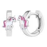 In Season Jewelry Pink & White Enamel Unicorn Hoop Huggie Earrings