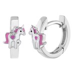 In Season Jewelry Pink & White Unicorn Heart Huggie Hoop Earrings